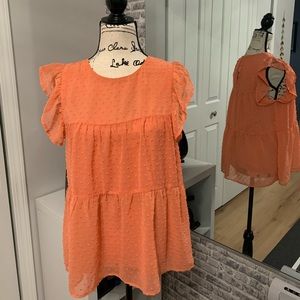 Pink lily coral blouse 🪸